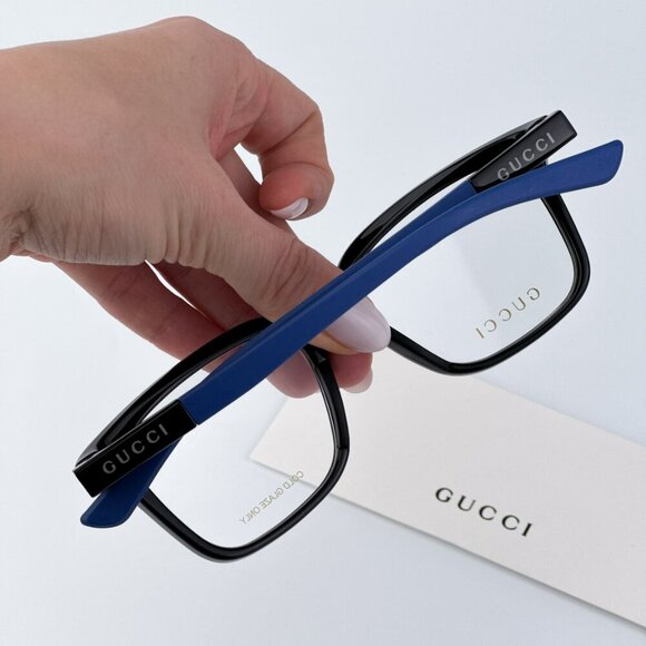 Gucci GG1738O 004 BRAND NEW Eyeglasses Black Blue Unisex Square - Picture 2 of 10